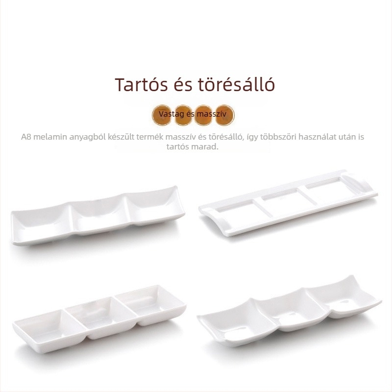 Yangge háromrekeszes tál szószokhoz, porcelán imitáció, melamin alapanyagból, hot pot és grillsütéshez, professzionális konyhák számára