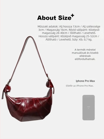 Vintage barna szarv formájú női táska, vállon átívelő crossbody, dumpling bag, 2025 tavasz