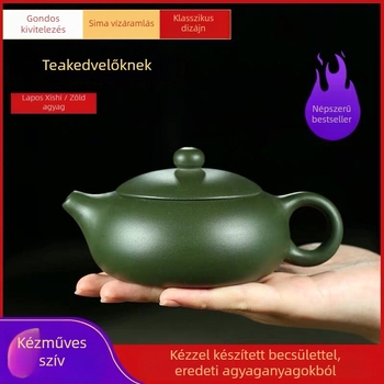 Hiteles Yixing Zisha teáskanna, zöld agyag a Köztársaság korszakából, sík stílus, 180 ml