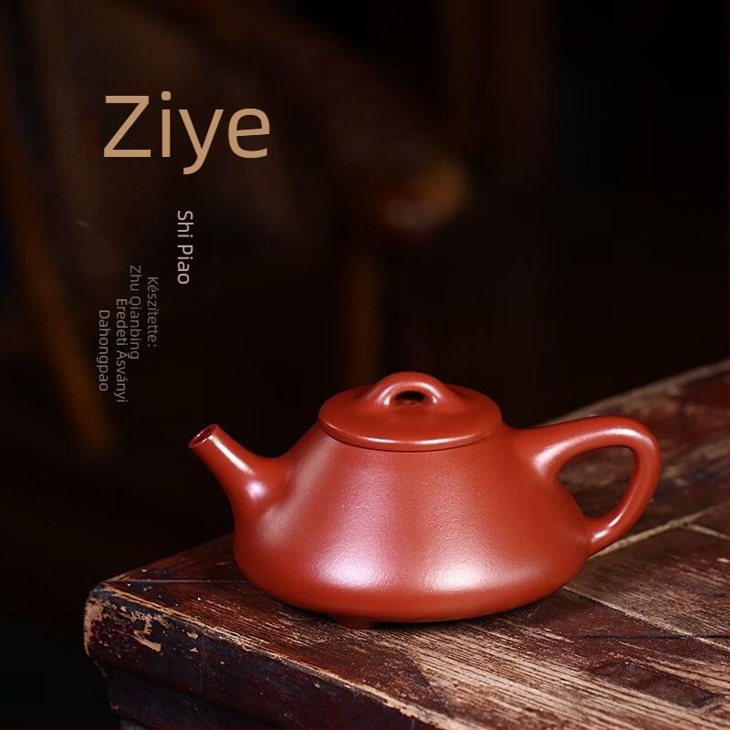Yixing lila agyag teáskanna, kézzel készített, Da Hong Pao, 130 ml