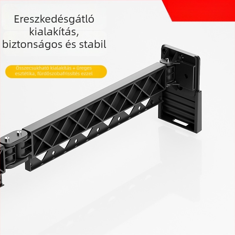 Fúrás nélküli, teleszkópos zuhanyfüggönyrúddal, fürdőszobába, falra szerelhető, láthatatlan, kihúzható, a száraz–nedves elválasztáshoz