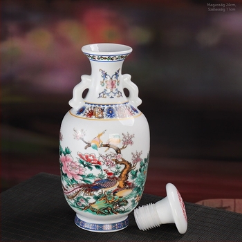 Jingdezhen kerámia borosüveg, fénylő, zárt díszfigura, 0,75 kg