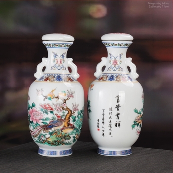 Jingdezhen kerámia borosüveg, fénylő, zárt díszfigura, 0,75 kg
