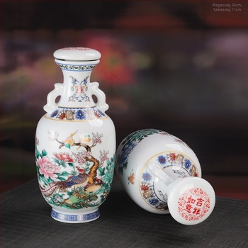 Jingdezhen kerámia borosüveg, fénylő, zárt díszfigura, 0,75 kg