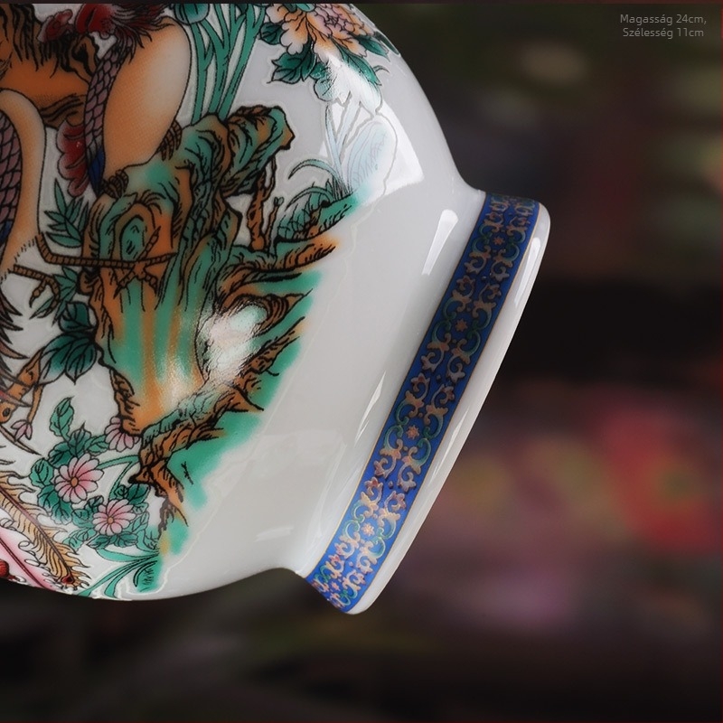 Jingdezhen kerámia borosüveg, fénylő, zárt díszfigura, 0,75 kg