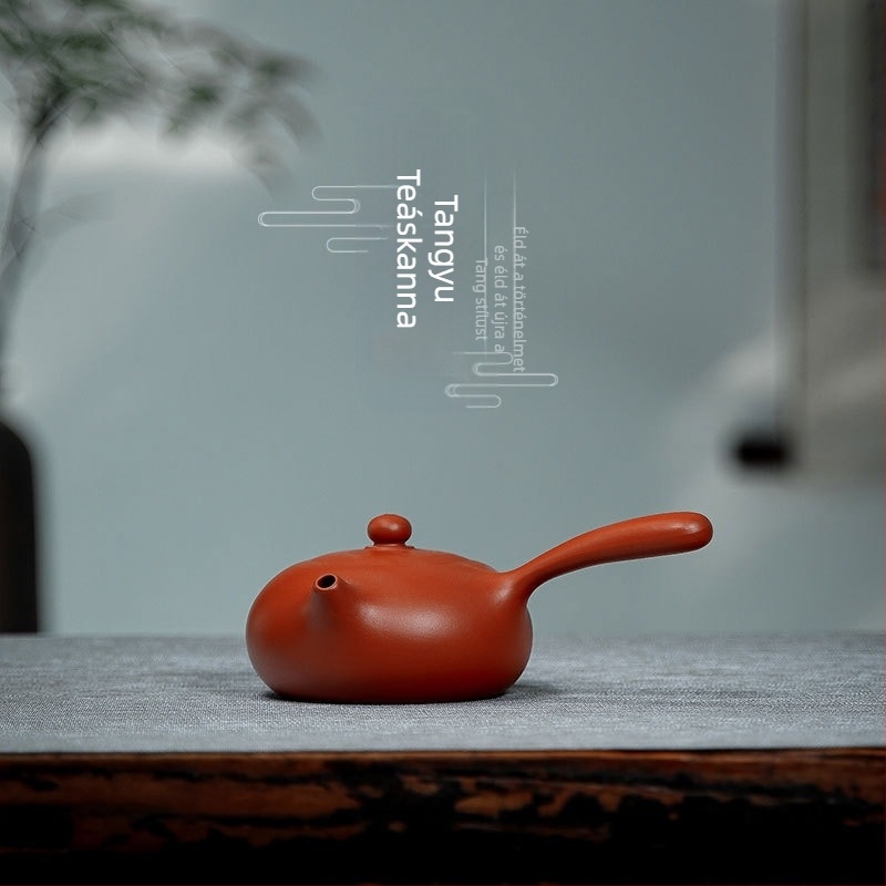Yixing lila agyag teáskanna Tangyu – Da Hong Pao – kézzel gravírozott, közepes minőségű teáskészlet