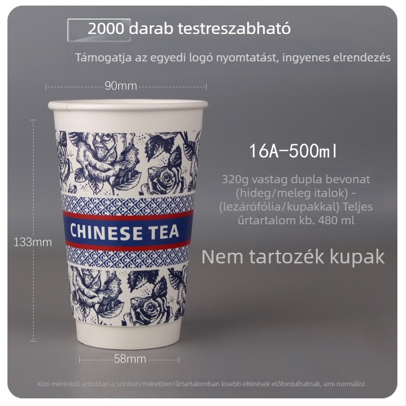 Élelmiszer-minőségű egyszer használatos tej-tea pohár, piros papír pohár fedővel, forró italokhoz, vastabb, kereskedelmi célú testreszabás