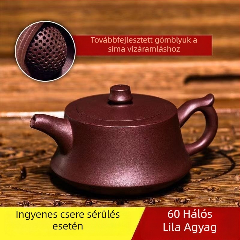 Autentikus Yixing lila homok teáskanna – otthoni gyűjtemény, régi lila agyag, fedél és alap dizájn, Gongfu teáskanna, ajándék