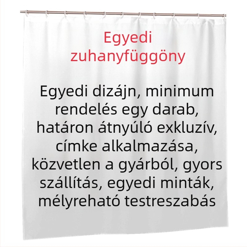 Képes zuhanyfüggöny, vízálló fürdőszobai függöny digitális nyomtatással és nedvességálló elválasztóval, kampók a csomagban