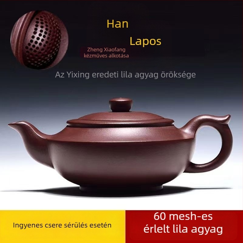 Yixing lila agyag teáskanna, kézzel festett, klasszikus lila homokszín, otthoni használatra, Kung Fu teáskészlet, ajándékdoboz