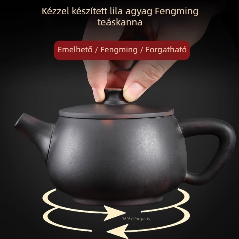Kézzel faragott Yunnan-lila agyag teáskanna, Fénix mintával, Kung Fu teakever, kínai stílusú tea készítéséhez