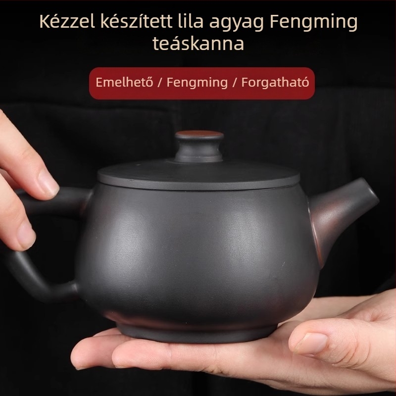 Kézzel faragott Yunnan-lila agyag teáskanna, Fénix mintával, Kung Fu teakever, kínai stílusú tea készítéséhez