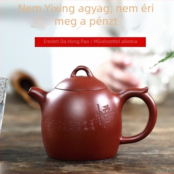 Yixing lila homok teáskanna, 330 ml, kézzel gravírozott, neves mester által, retro stílus