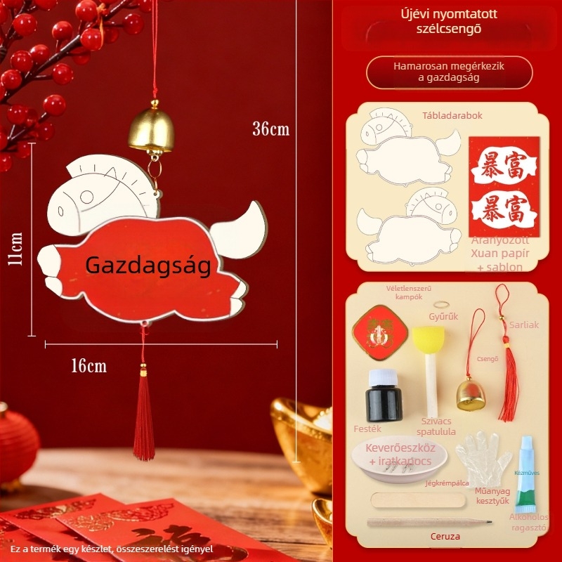 DIY fa harang medál készlet áldáskártyákkal a Ló év nyomtatás-stílusában, kézműves ajándék családi tevékenységekhez és csapatépítéshez