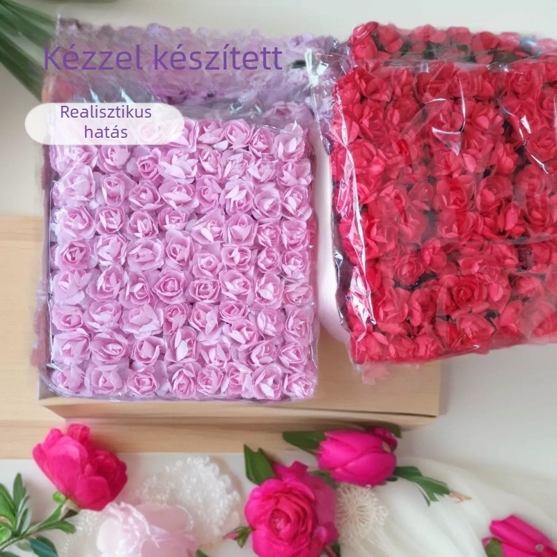 Kézzel készített papírcsokor: azália, mű rózsa és peónia; esküvői girland, ajándék-doboz és DIY kiegészítő anyaga