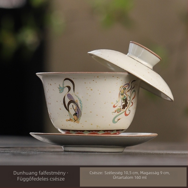 Ru porcelán teáskészlet gaiwan-nal, retro kerámia
