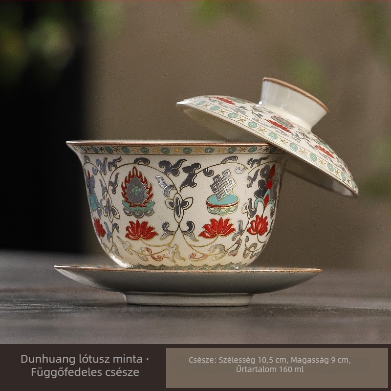 Ru porcelán teáskészlet gaiwan-nal, retro kerámia