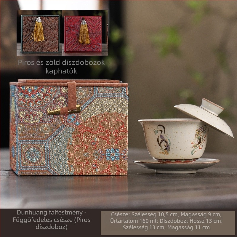 Ru porcelán teáskészlet gaiwan-nal, retro kerámia