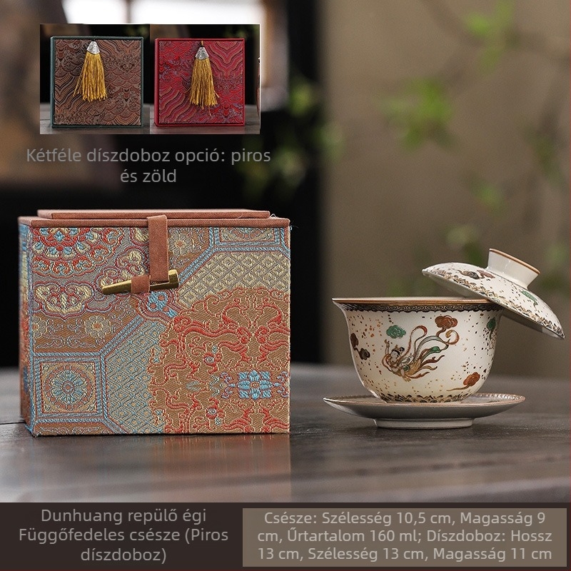 Ru porcelán teáskészlet gaiwan-nal, retro kerámia
