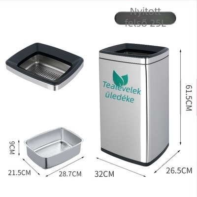 Rozsdamentes acél tea-utómaradék gyűjtő, nagy kapacitású irodai használatra, szűrővel a tea‑utómaradványokhoz