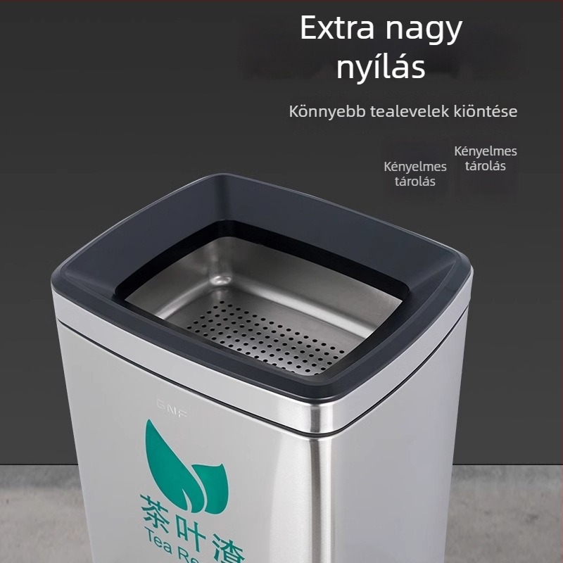 Rozsdamentes acél tea-utómaradék gyűjtő, nagy kapacitású irodai használatra, szűrővel a tea‑utómaradványokhoz