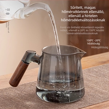 Üveg teáskészlet teáskannával és tálcával, modern minimalist stílusban, 6 személyes otthonra vagy irodába