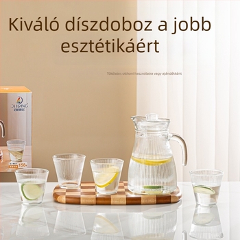 Qihang Yajiu Nordic stílusú öt részes üvegvíz készlet kalapált textúrával — hidegvíz kanna, gyümölcslé kanna