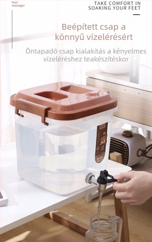 10 literes víztartó vödör csappal és teázóasztallal