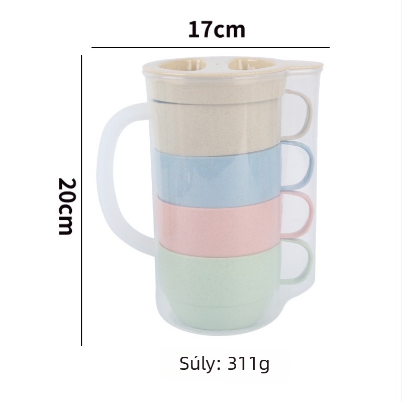 1,6 L-es modern minimalist stílusú műanyag kanna, hűtőben használható, hőálló, nagy kapacitású italos tartály