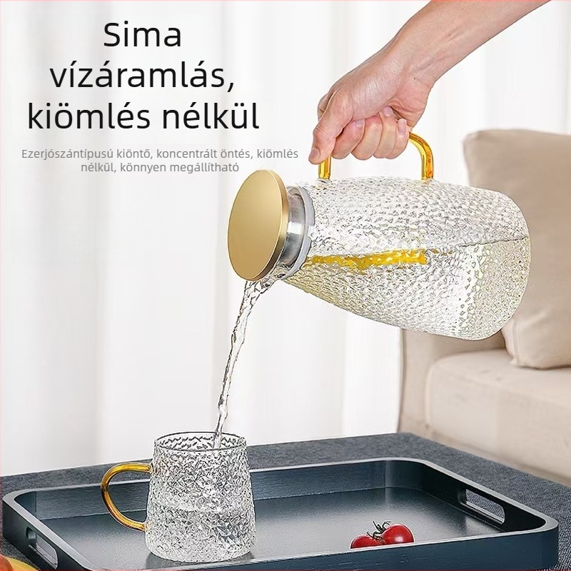 Hőálló üvegből készült hidegvíz-kanna, otthoni használatra, nagy kapacitású, törésálló, vastagított kialakítás