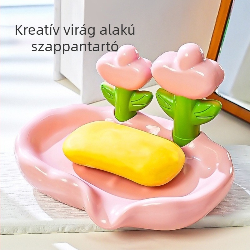 Virág alakú műanyag szappantartó doboz, lyukasztás nélküli, fedél nélküli, nem gyűjti össze a vizet