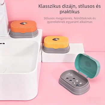 Fürdőszobai kétszintes leeresztő rácsos szappantartó, kézműves szappanállvány, skandináv stílusú szappan doboz fedéllel