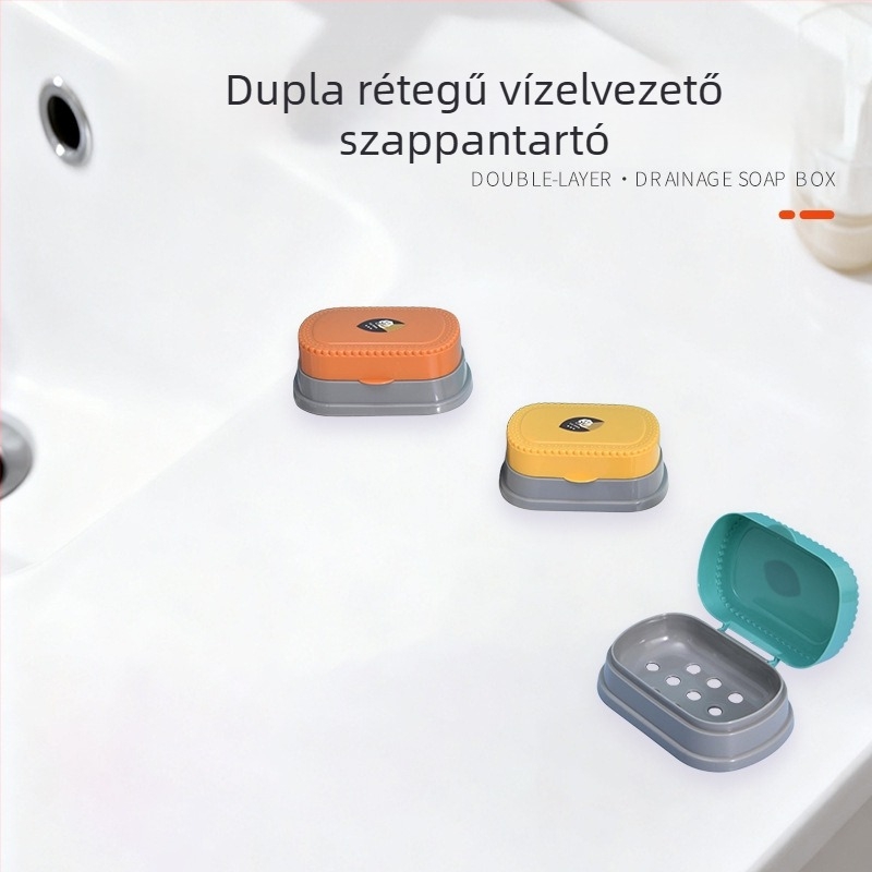 Fürdőszobai kétszintes leeresztő rácsos szappantartó, kézműves szappanállvány, skandináv stílusú szappan doboz fedéllel
