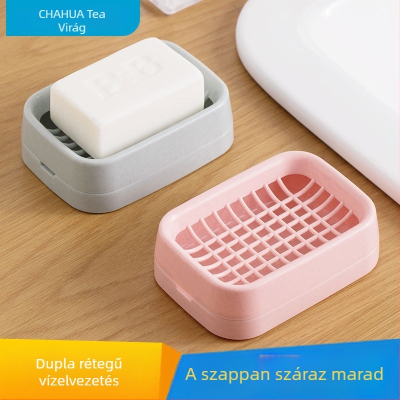 Camellia kétszintes szappantartó lefolyó funkcióval, fürdőszobába, egyszerű és praktikus, könnyű, fedél nélküli