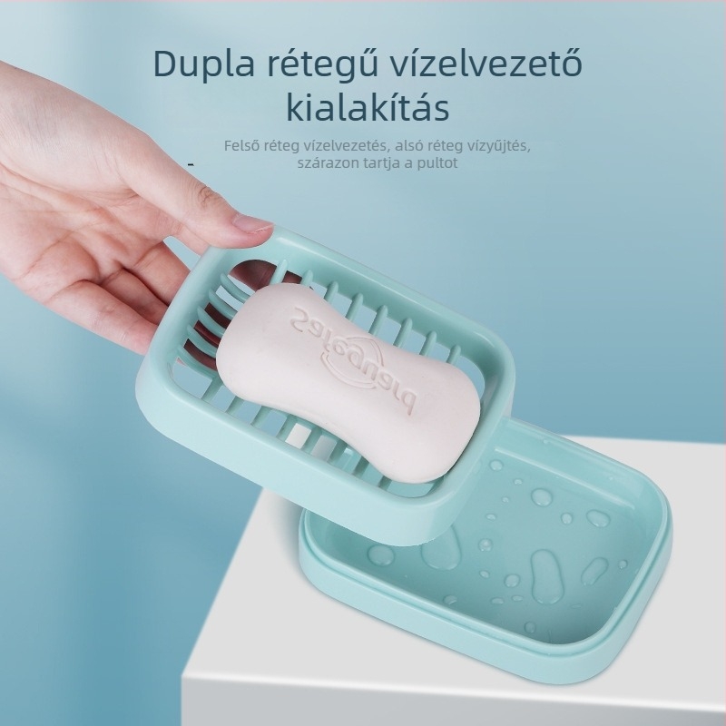 Camellia kétszintes szappantartó lefolyó funkcióval, fürdőszobába, egyszerű és praktikus, könnyű, fedél nélküli