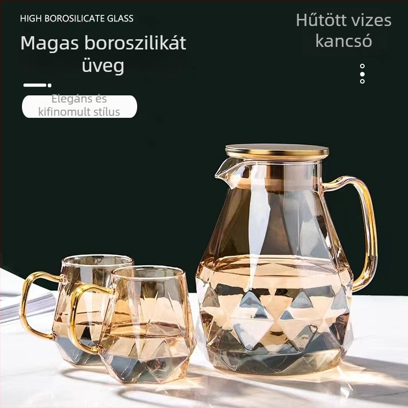 Nagy kapacitású üveg gyümölcslé kancsó készlet, hőálló, robbanásbiztos
