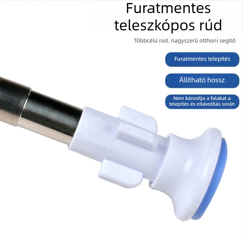 Kék fejű rozsdamentes acél teleszkópos zuhanyfüggönyrúd, 0,5 mm vastagság, 201 rozsdamentes acél