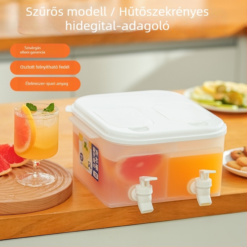 5L-os japán-koreai stílusú dupla csapos hidegvíz-kanna szűrővel, műanyag, nagy kapacitás, hőálló