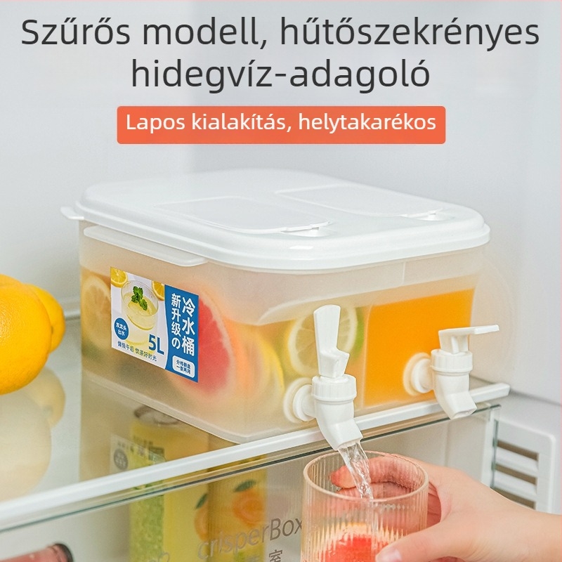 5L-os japán-koreai stílusú dupla csapos hidegvíz-kanna szűrővel, műanyag, nagy kapacitás, hőálló