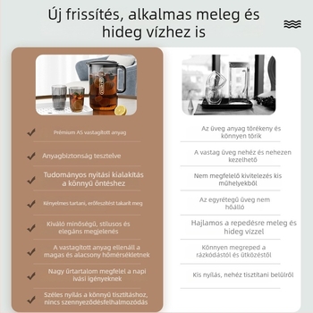 Nagy kapacitású hidegvíz-palack és pohár készlet, hőálló, robbanásbiztos műanyag, átlátszó gyümölcslé tartály, otthoni használatra