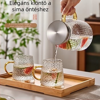Üveg vízforraló infúziós szűrővel, nagy kapacitás, hőálló, teához és gyümölcsteához