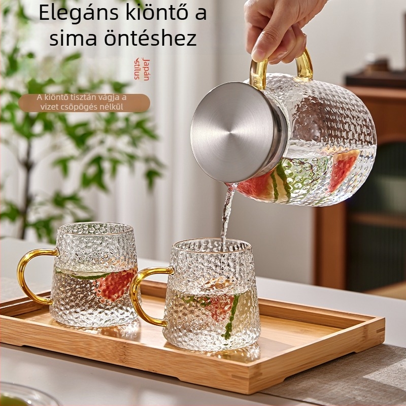 Üveg vízforraló infúziós szűrővel, nagy kapacitás, hőálló, teához és gyümölcsteához