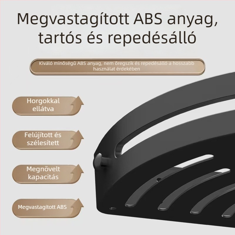 Fürdőszobai sarokpolc, fúrás nélkül, törölközőtartó