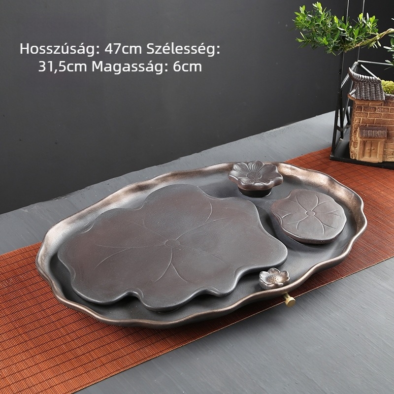 Otthoni automata teáskészlet, retro kerámia, forgó teás tálcával, teáskanna és csészék, minimalistikus ajándék