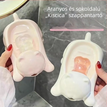 Új vízelvezetős szappantálca karikatúra macskával – kreatív és aranyos a fürdőszobába