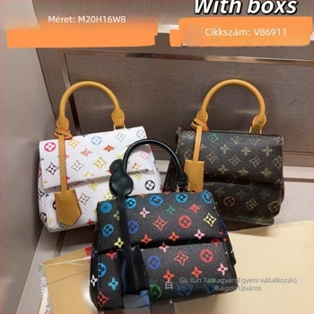 Női Boston párnás táska háromszínű fehér dizájnnal, vállon átívelő crossbody, PU anyag, közepes méret, retro nyomtatás, őszi 2025.