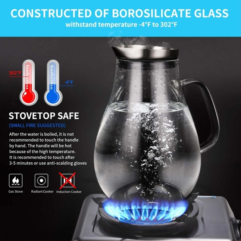 Hőálló üveg vízkanál szűrővel, nagy kapacitású, hideg vízhez