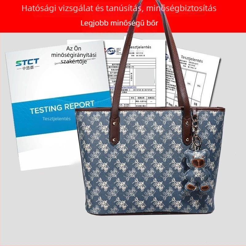 Női tote táska monogramos mintával, őszi-téli 2024, nagy kapacitás, mindennapi használatra