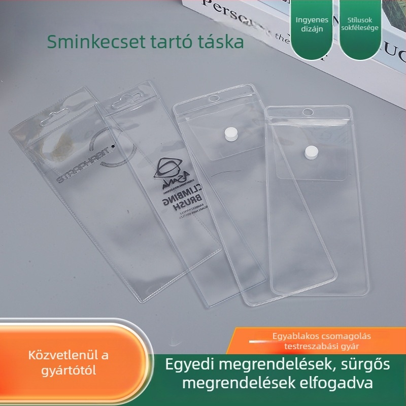 Átlátszó PVC kozmetikai táska, nedvesség- és oxidációálló lezárt csomagolás sminkeszközökhöz.