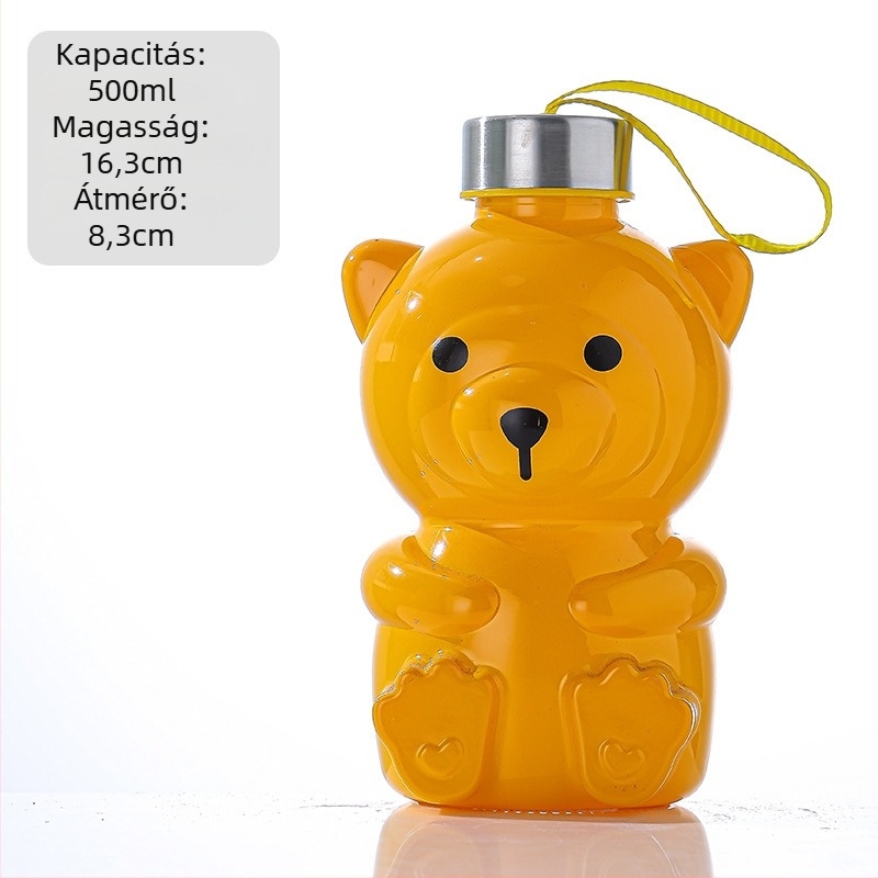 Tejes teához való üveg aranyos kis medvével; kreatív mini üveg gyümölcsborhoz és likőrökhöz